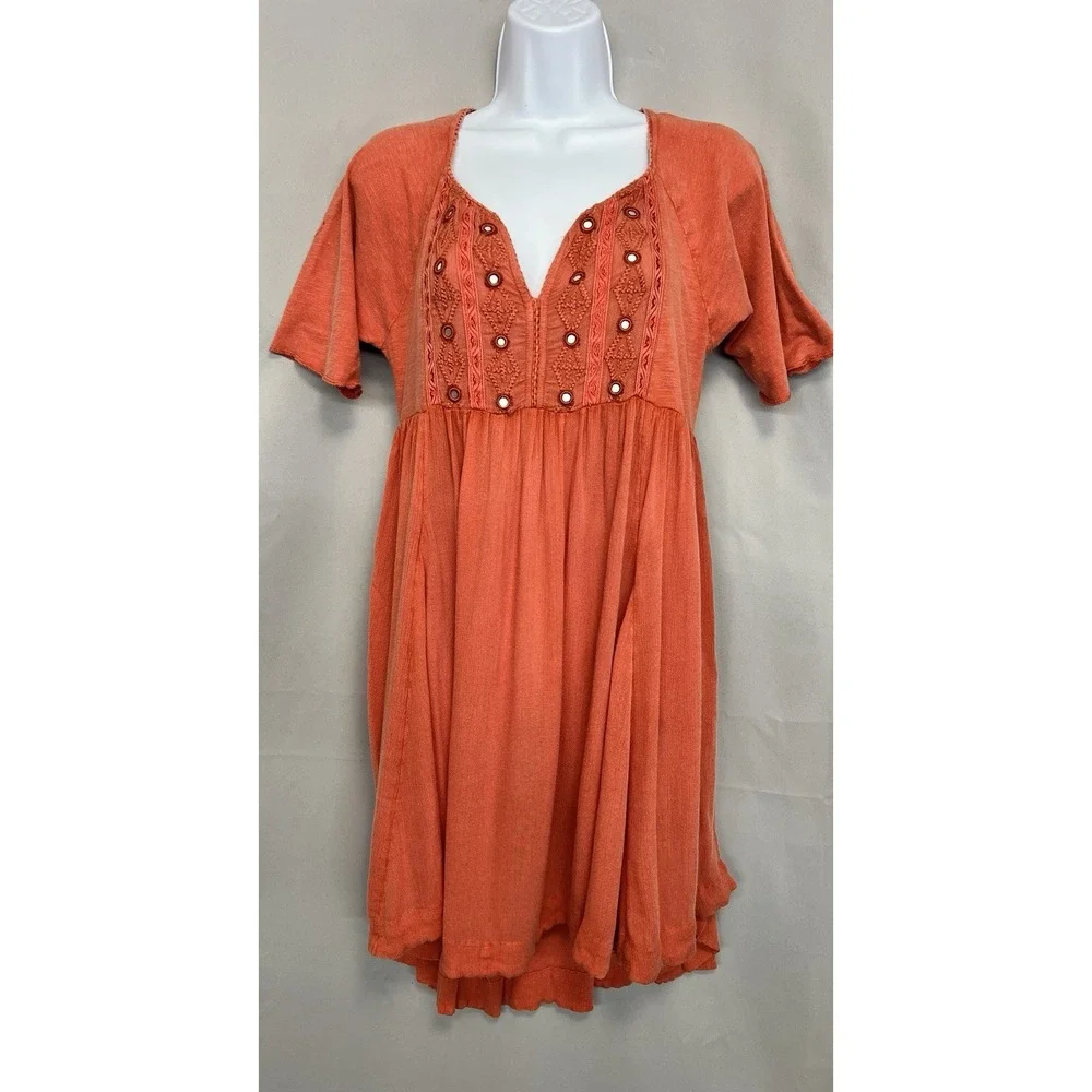 Free People Women's Embroidered Boho Dress Size XS 100% Soft Indian Cotton